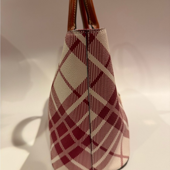 Dooney & Bourke Coated Cotton Brielle Tote in the Cranberry Plaid - Picture 3 of 11